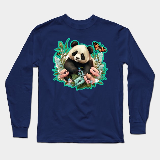 Cute Panda illustration Long Sleeve T-Shirt by Zoo state of mind